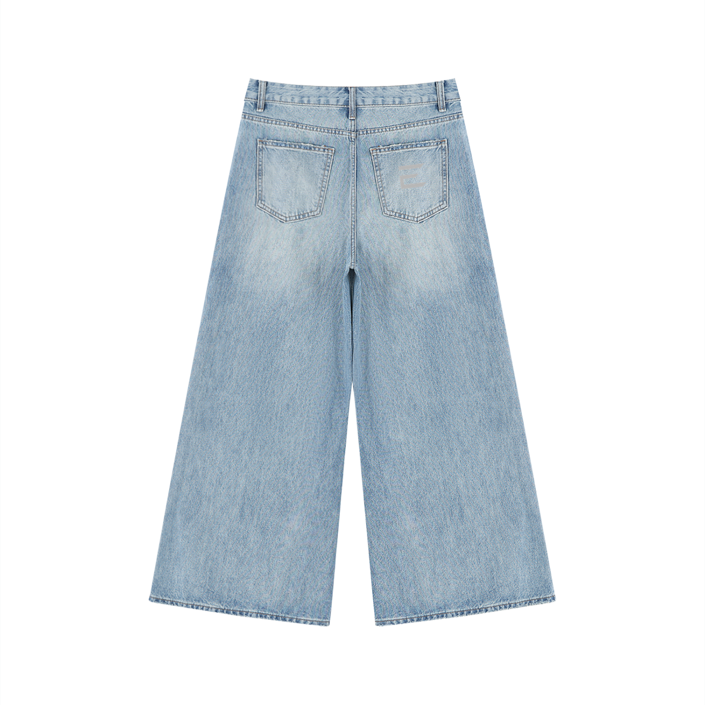 Escuro Women's Vintage Wash Distressed Wide Leg Jeans