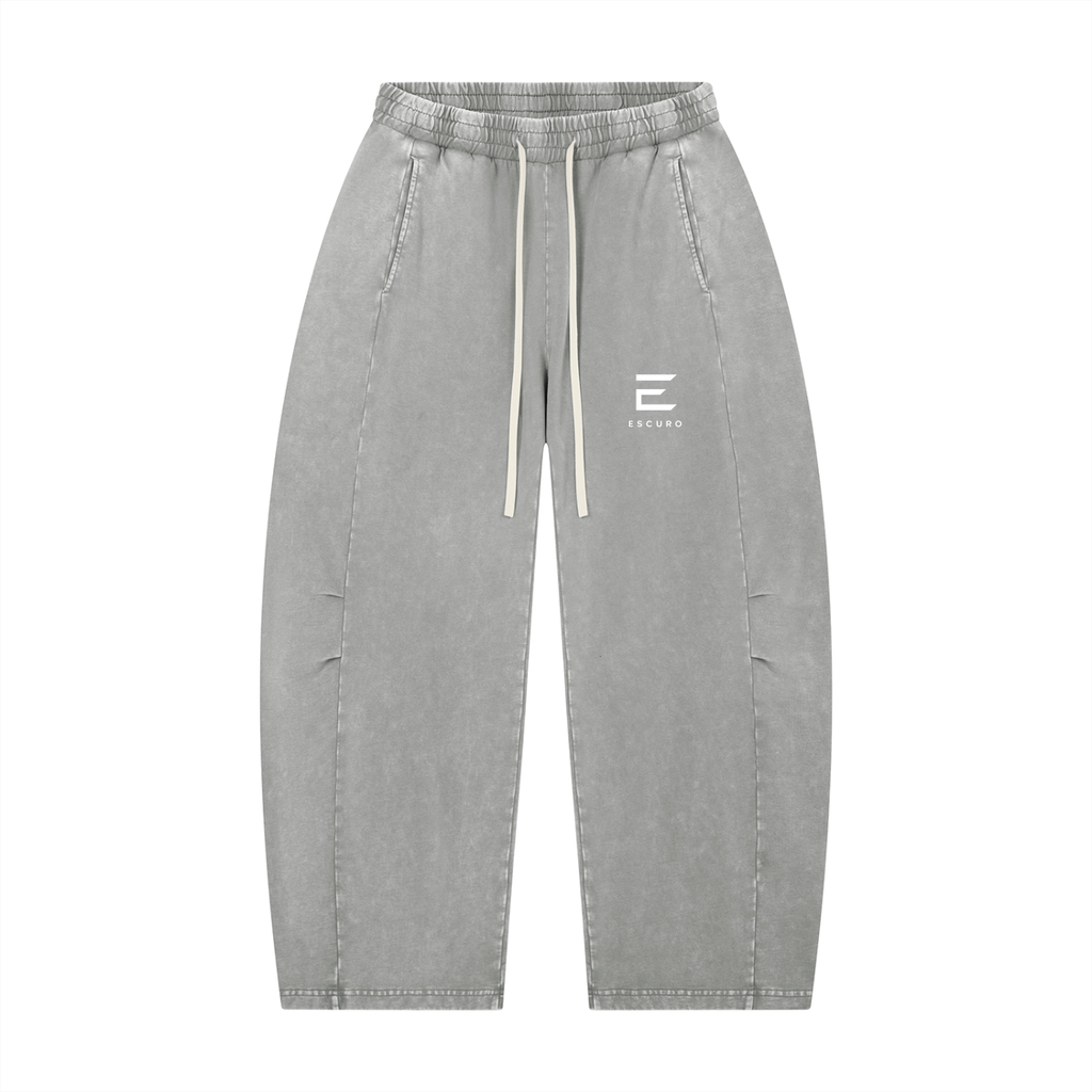 Unisex Mineral Wash Barrel Leg Pants
