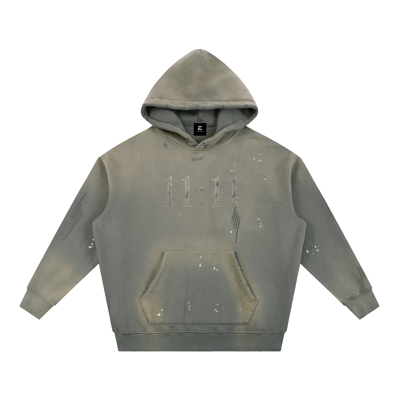 Vintage Washed Frayed Fleece Hoodie