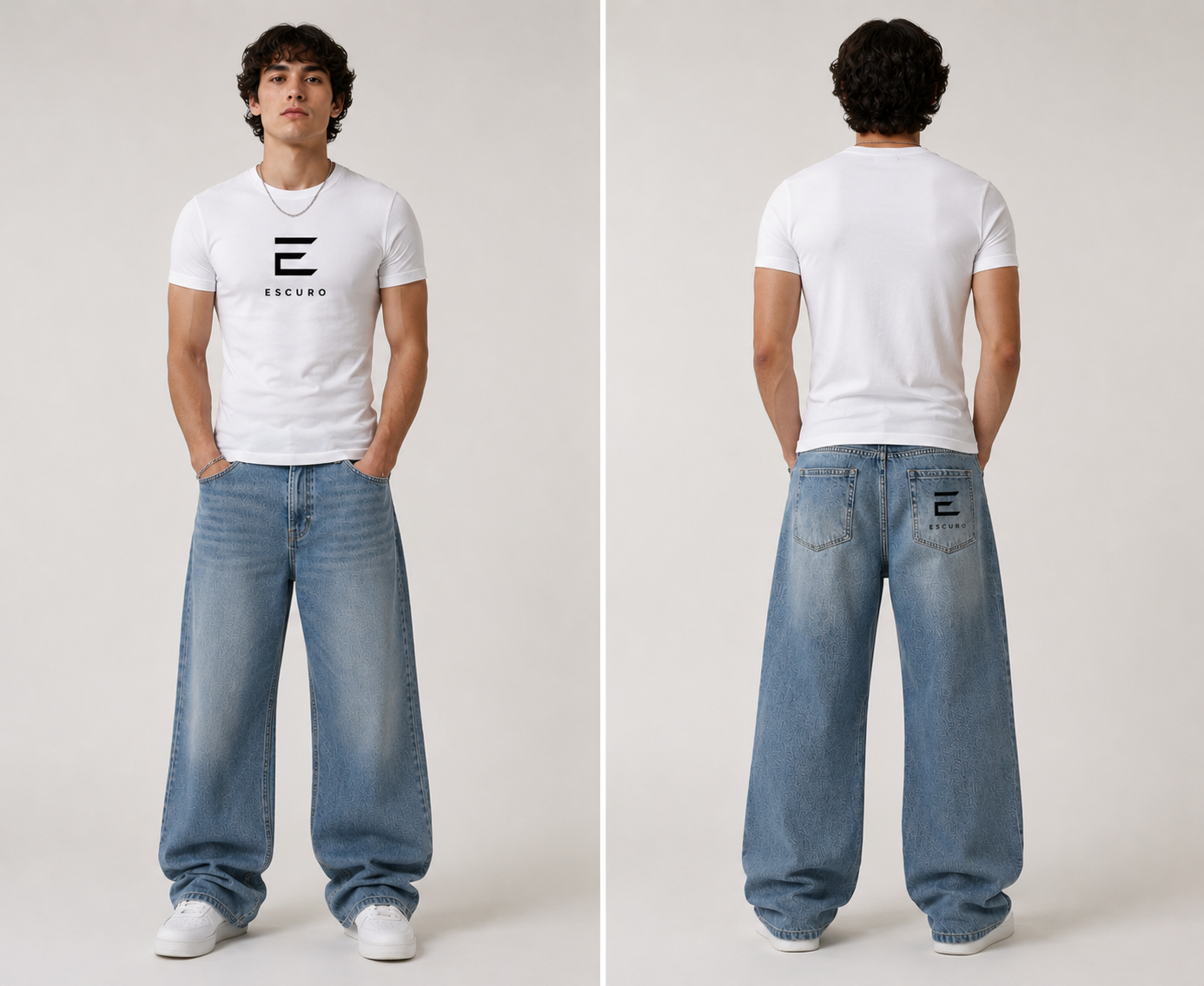 Men's Distressed Barrel Leg Jeans