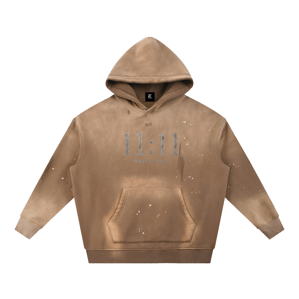 Vintage Washed Frayed Fleece Hoodie