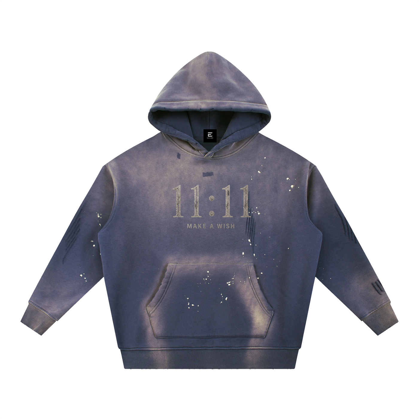 Vintage Washed Frayed Fleece Hoodie